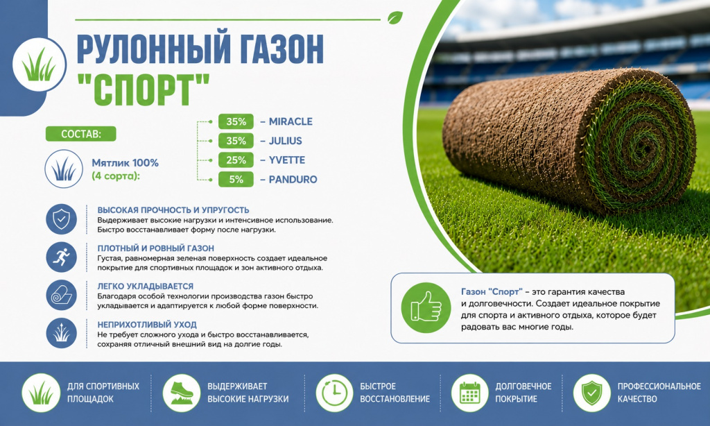Рулонный газон Спорт Рулонный газон Спорт